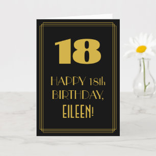 Tarjeta 18 Aniversario ~ Art Deco Inspirado Aspecto "18" y