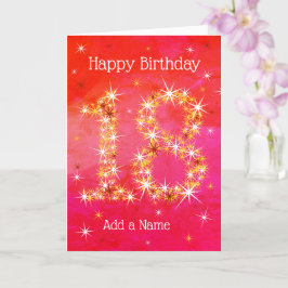 Tarjeta 18 Aniversario - Edad 18 Estrellas Números - Rojo