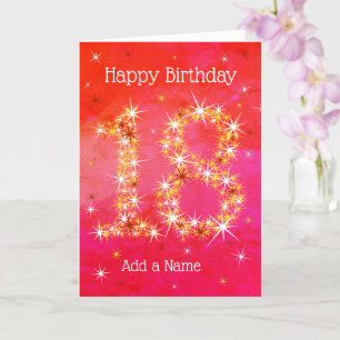 Tarjeta 18 Aniversario - Edad 18 Estrellas Números - Rojo 