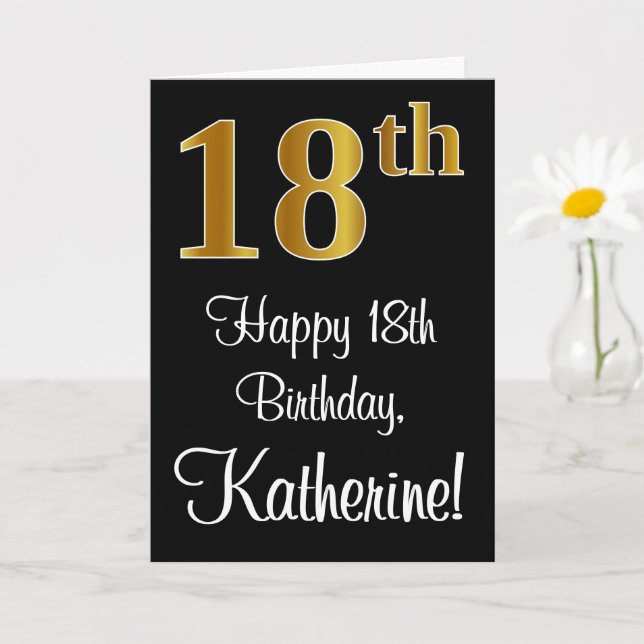Tarjeta 18 Aniversario ~ Elegante Lujoso Faux Gold Look # (Planta pequeña)