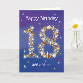 Tarjeta 18 Aniversario - Estrella Números - Azul - Edad 18
