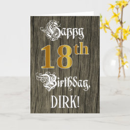 Tarjeta 18 Aniversario: Faux Gold Look + Faux Wood Pattern