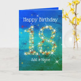 Tarjeta 18 Aniversario - Números de estrella - Verde azul
