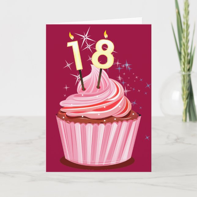 Tarjeta 18 Aniversario - Pastel rosa (Anverso)