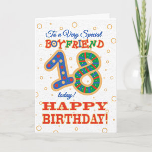 Tarjeta 18 años coloridos para novio especial