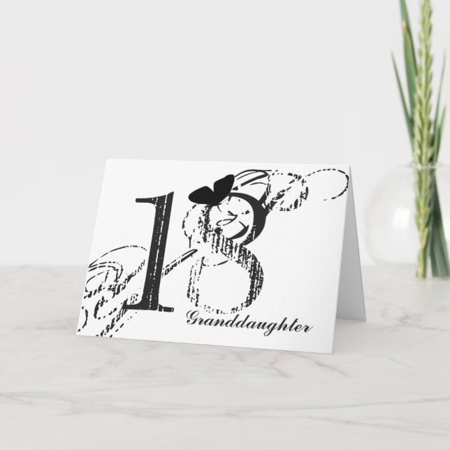 Tarjeta 18 años para la nieta, mariposa. (Anverso)