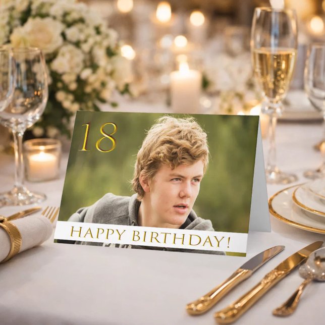 Tarjeta 18 años para un niño con tu foto de retrato (Subido por el creador)