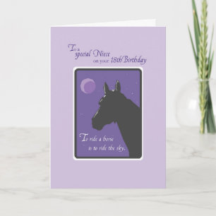 Tarjeta 18° cumpleaños de sobrina con caballo de noche en 