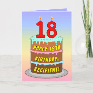 Tarjeta pastel de cumpleaños con velas - feliz 18 cumpleañ