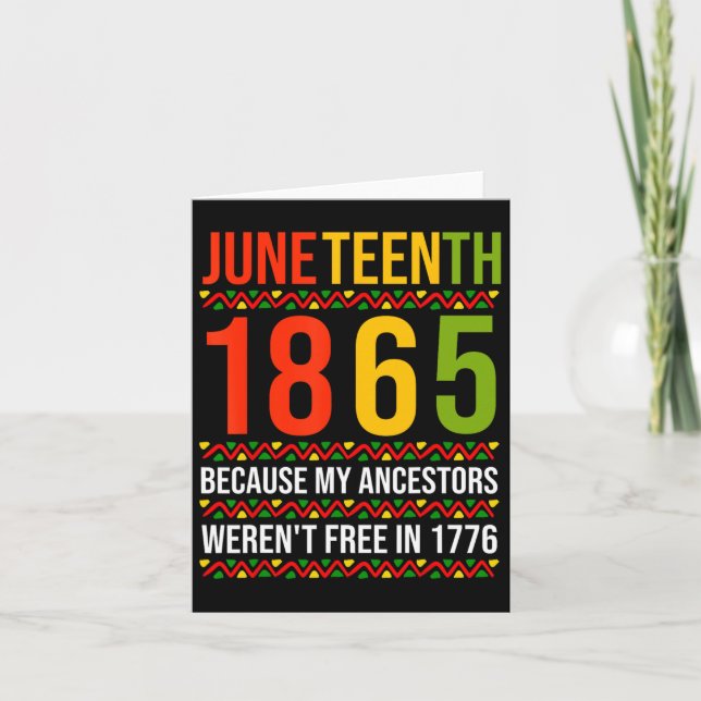 Tarjeta 18 de junio de 1865 porque mis antepasados no eran (Anverso)