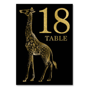 Tarjeta 18 de la mesa de la jirafa de animales afr