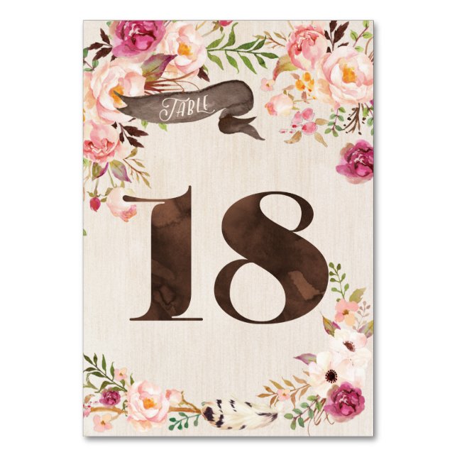 Tarjeta 18 del número de tabla del Boda Rústico Fl (Anverso)