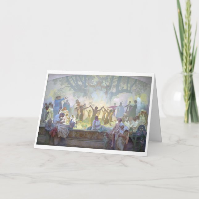 Tarjeta #18 Juramento de Omladina bajo el árbol eslavo de  (Anverso)