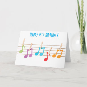 Tarjeta **18th BIRTHDAY** MUSICAL NOTES BIRTHDAY WISHES