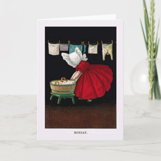 Tarjeta 1900s tempranos lunes Sunbonnet Sue (Anverso)