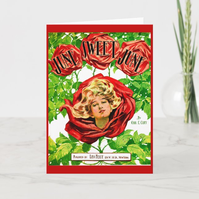 Tarjeta 1908 June Sweet June sheet music print (Anverso)