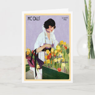TARJETA ¡¡¡1914!!! "JARDÍN DE TULIP FRANCÉS" VINTAGE GREET