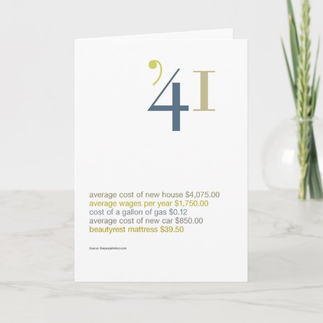 Tarjeta 1941 datos divertidos del cumpleaños (Anverso)