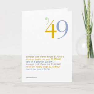 Tarjeta 1949 datos divertidos del cumpleaños
