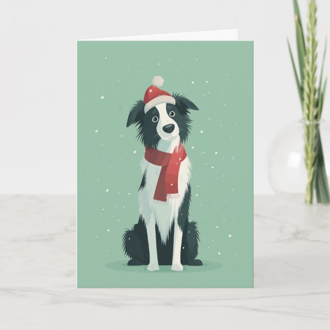 Tarjeta 1950 Christmas Border Collie (Anverso)