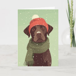 Tarjeta 1950 Christmas Chocolate Lab