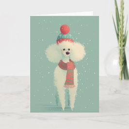 Tarjeta 1950 Christmas Poodle