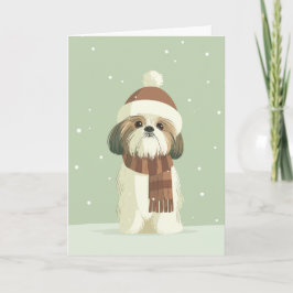 Tarjeta 1950 Christmas Shih Tzu