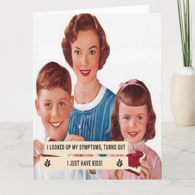 Tarjeta 1950s Housewife Looks Up Symptoms (Anverso)