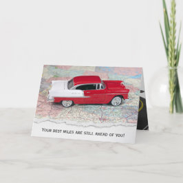 Tarjeta 1955 Chevy Car on Road Map for Retirement