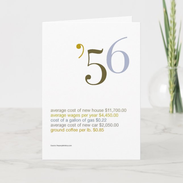 Tarjeta 1956 datos divertidos del cumpleaños (Anverso)