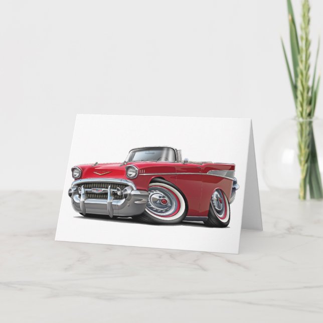Tarjeta 1957 Chevy Belair Red Convertible (Anverso)