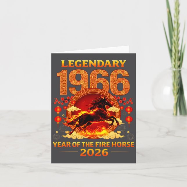 Tarjeta 1966 Year Of The Fire Horse 60th Birthday Chinese  (Anverso)