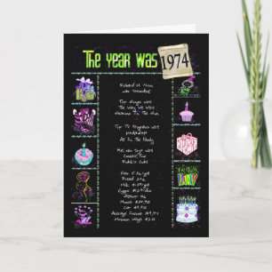 Tarjeta 1974 Birthday Fun Facts