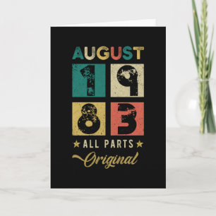 Tarjeta 1983 Agosto Cumpleaños Retro