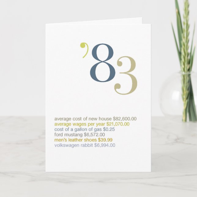 Tarjeta 1983 datos divertidos del cumpleaños (Anverso)