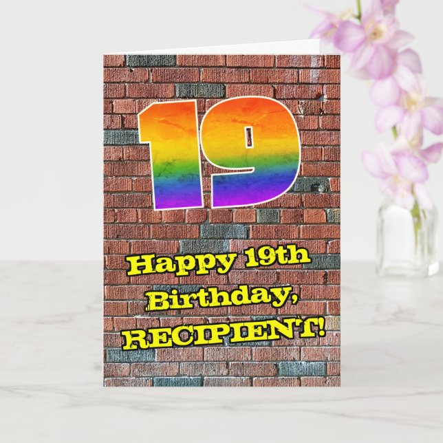 Tarjeta 19.º cumpleaños: Arcoiris inspirado en graffiti di (Orquídea)