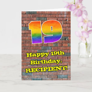Tarjeta 19.º cumpleaños: Arcoiris inspirado en graffiti di