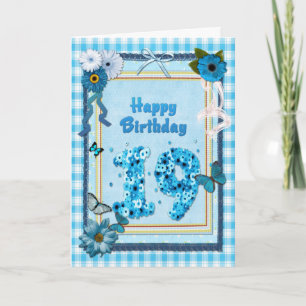 Tarjeta 19.º cumpleaños con un efecto scrapbook