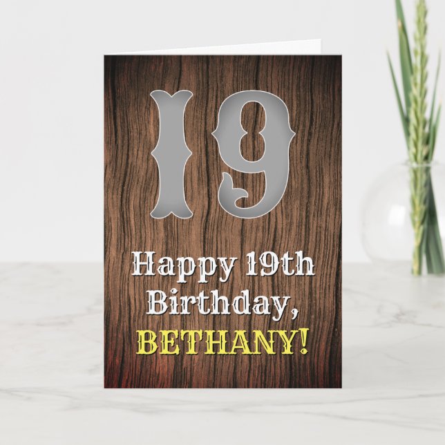 Tarjeta 19.º cumpleaños: Country Western Inspired Look, No (Anverso)
