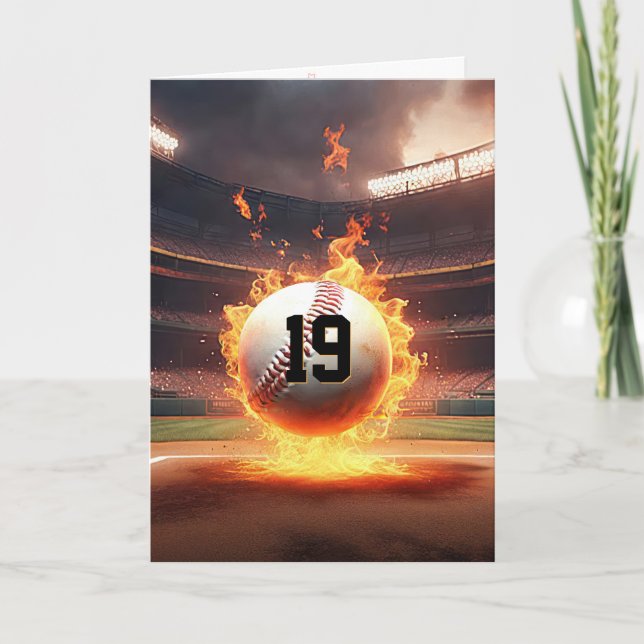 Tarjeta 19.º cumpleaños del Béisbol en llamas (Anverso)