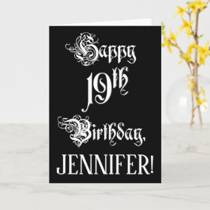 Tarjeta 19.º cumpleaños: Elegante guión + nombre personali
