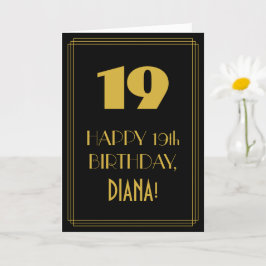 Tarjeta 19 Aniversario ~ Art Deco Inspirado Aspecto "19" y