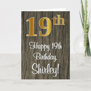 Tarjeta 19 Aniversario de la Fiesta de Oro Elegante Faux #