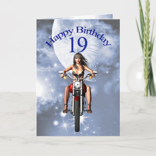 Tarjeta 19 años con un chica de ciclismo