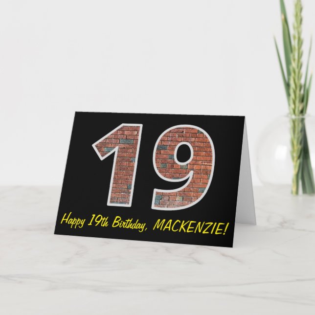Tarjeta 19 cumpleaños - Patrón de pared de ladrillo "19" c (Anverso)