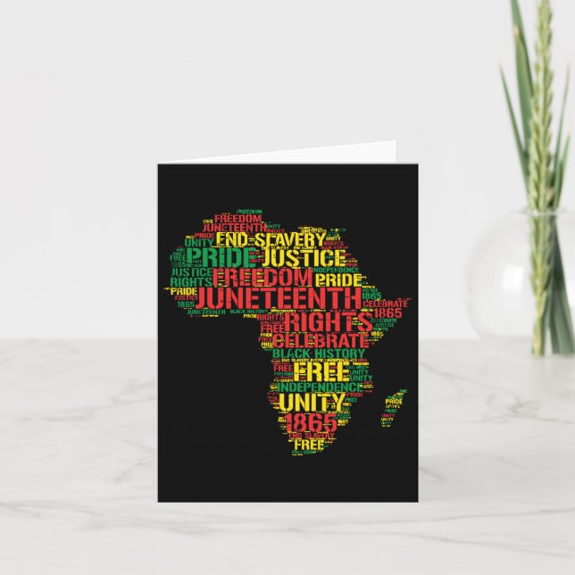 Tarjeta 19 de junio Mapa de África Palabras 19 de junio de (Anverso)