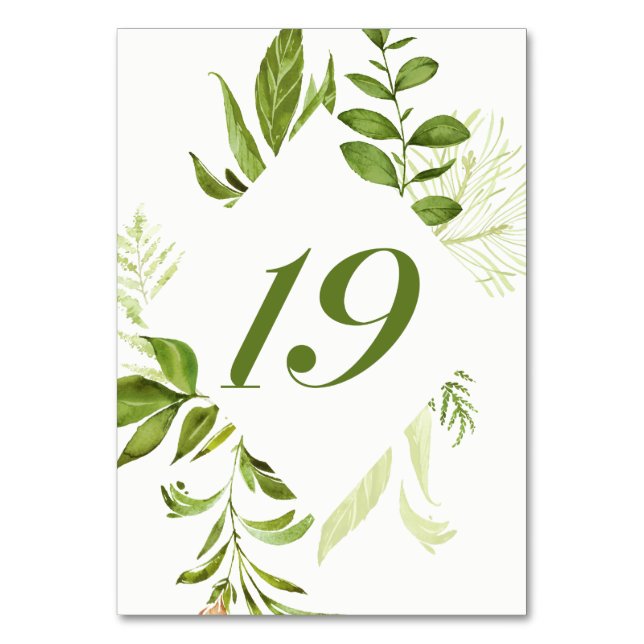 Tarjeta 19 de la tabla de follaje verde salvaje de (Reverso)