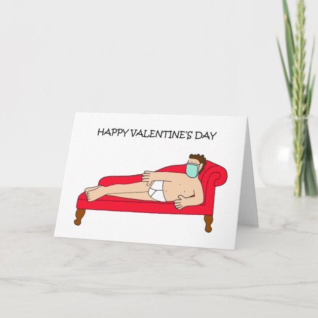Tarjeta 19 Feliz Día de San Valentín con máscara facial (Anverso)
