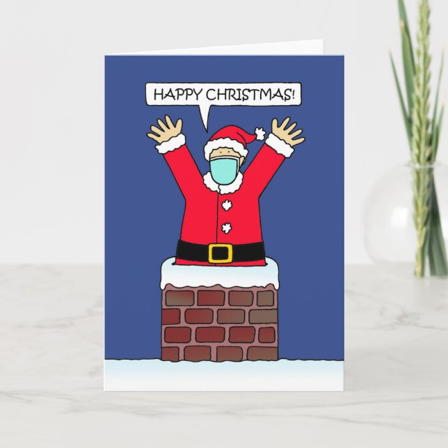 Tarjeta 19 Santa saltando de la chimenea en una máscara fa (Anverso)