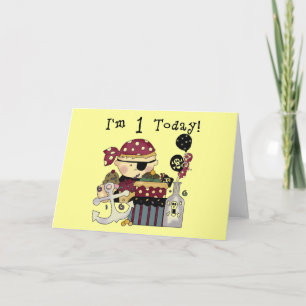 Tarjeta 1.ª Camisetas y regalos piratas de cumpleaños